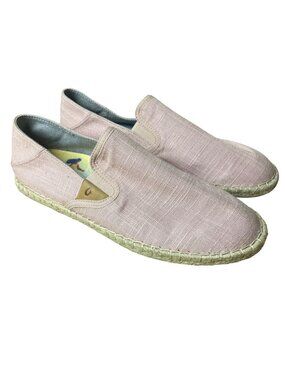 Olukai Kaula Pa'a Kapa Linen Espadrilles Pink Sz 10 Flats Slip On